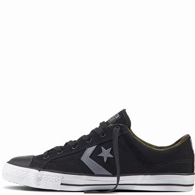 Converse Star Player Camo Suede Low Tops Womens - Black/Grey/White Shoes (472XJMOR)